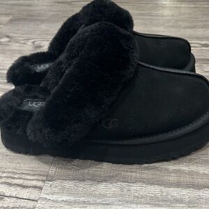 UGG Black Plush Slip-On Shoes size 8